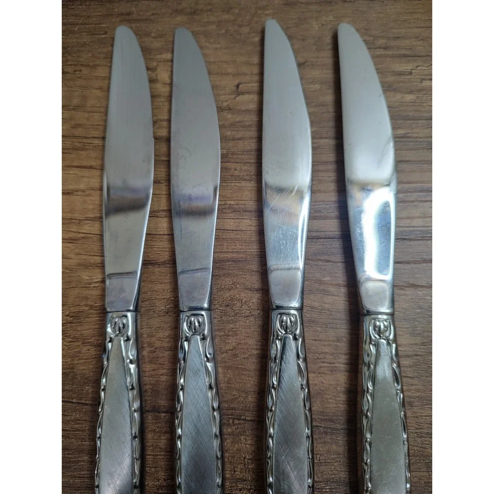 Oneida Silver Venetia  Modern Hollow Knife 11979039 Lot Of 4